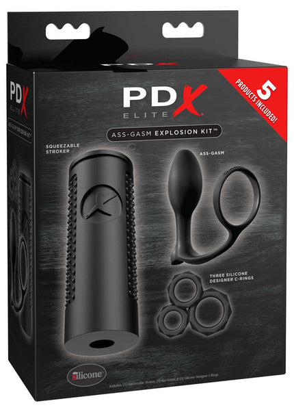 PDX Elite Ass-Gasm Explosion Kit - Black Male Kit - 8 Piece Set