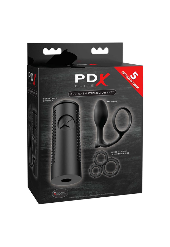 PDX Elite Ass-Gasm Explosion Kit - Black Male Kit - 8 Piece Set