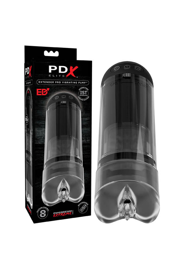 Pipedream Extreme Toyz Elite Extender Pro Vibrating Penis Pump - USB Rechargeable Powered Penis Pump