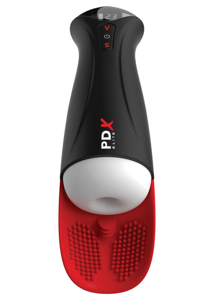 PDX Elite Fap-O-Matic Pro XL - White/Red - White USB Rechargeable Auto Stroker
