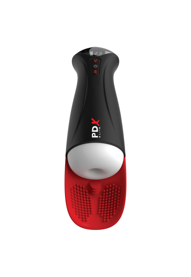 PDX Elite Fap-O-Matic Pro XL - White/Red - White USB Rechargeable Auto Stroker