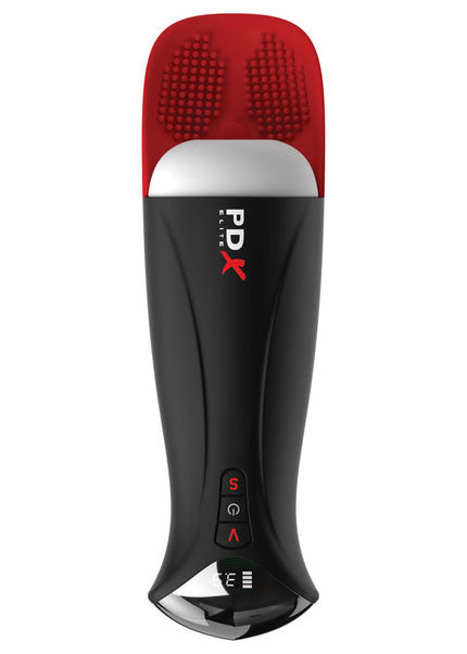 PDX Elite Fap-O-Matic Pro XL - White/Red - White USB Rechargeable Auto Stroker
