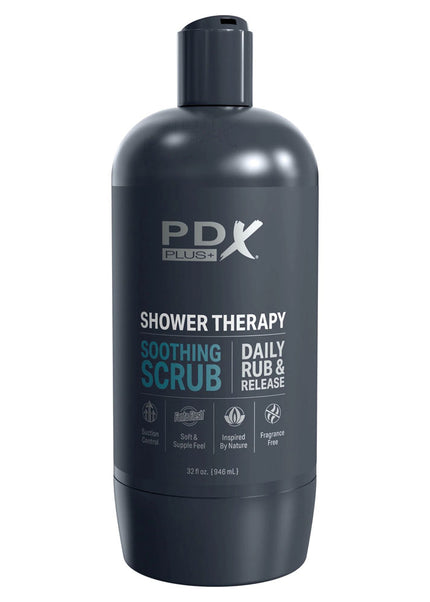 PDX Plus Shower Therapy - Soothing Scrub - Flesh - Flesh Discreet Vagina Stroker with Suction Base