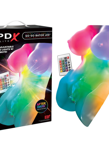 PDX Elite Go-Go Bator LED Mega Masturbator - Clear with LED Mini Torso Masturbator