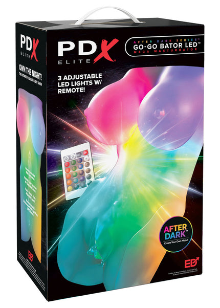 PDX Elite Go-Go Bator LED Mega Masturbator - Clear with LED Mini Torso Masturbator