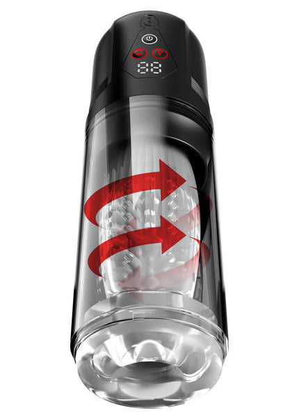 PDX Elite Mega-Bator Pro - Clear USB Rechargeable Vibrating & Spinning Auto Stroker