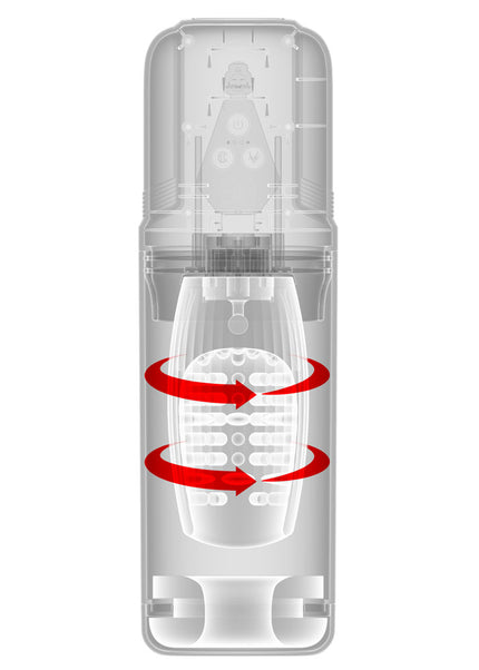 PDX Elite Mega-Bator Pro - Clear USB Rechargeable Vibrating & Spinning Auto Stroker