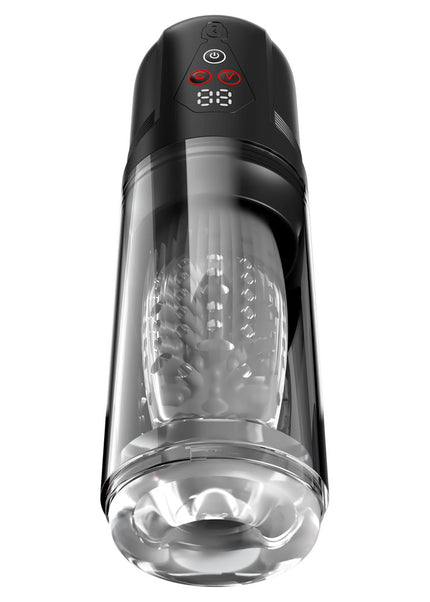 PDX Elite Mega-Bator Pro - Clear USB Rechargeable Vibrating & Spinning Auto Stroker