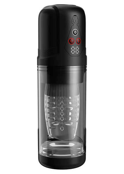 PDX Elite Mega-Bator Pro - Clear USB Rechargeable Vibrating & Spinning Auto Stroker