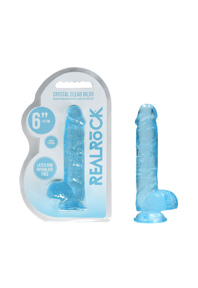 REALROCK 6'' Realistic Dildo With Balls - Blue 15.2 cm Dong