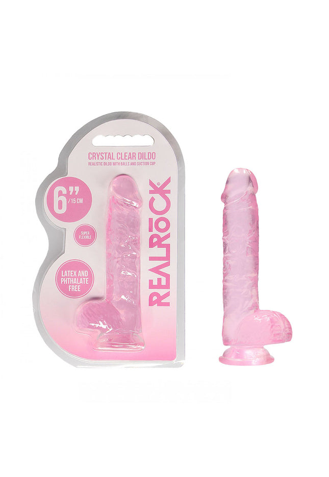 REALROCK 6'' Realistic Dildo With Balls - Pink 15.2 cm Dong