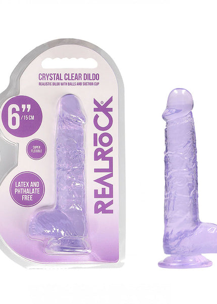 REALROCK 6'' Realistic Dildo With Balls - Purple 15.2 cm Dong