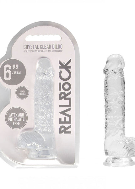 RealRock 6'' Realistic Dildo With Balls - Clear 15.2 cm Dong