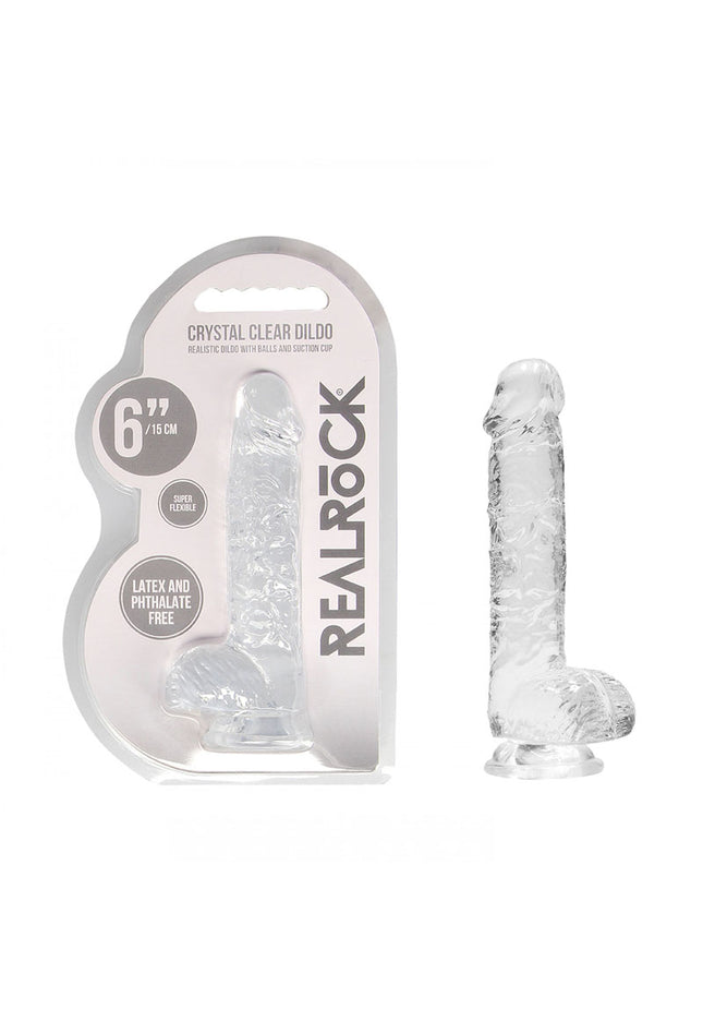 RealRock 6'' Realistic Dildo With Balls - Clear 15.2 cm Dong