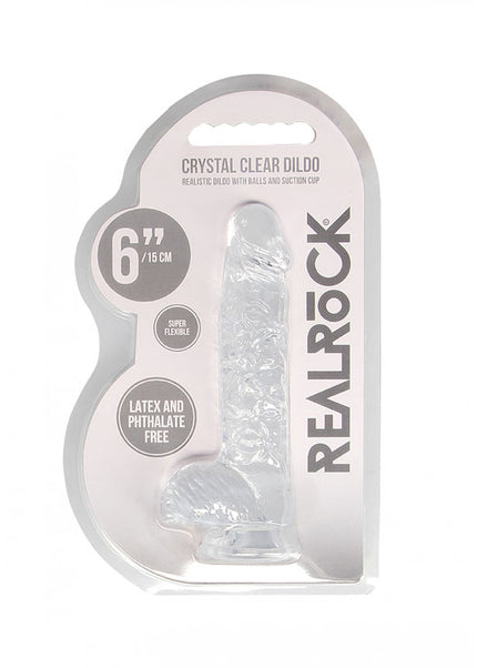 RealRock 6'' Realistic Dildo With Balls - Clear 15.2 cm Dong