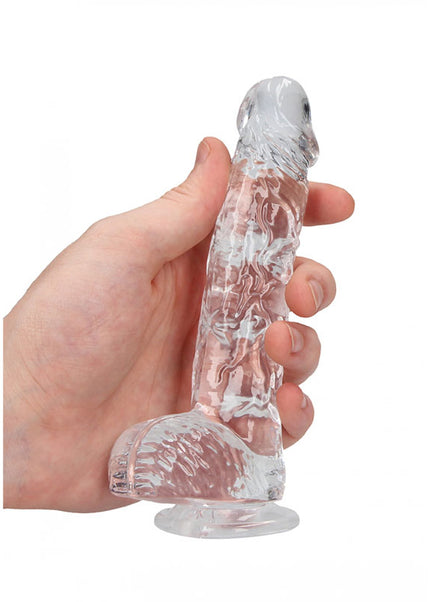 RealRock 6'' Realistic Dildo With Balls - Clear 15.2 cm Dong