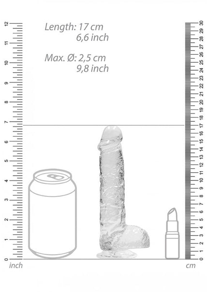RealRock 6'' Realistic Dildo With Balls - Clear 15.2 cm Dong