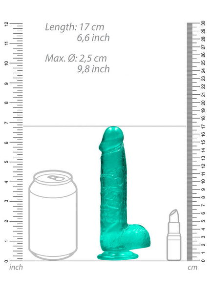 REALROCK 6'' Realistic Dildo With Balls - Turquoise 15.2 cm Dong