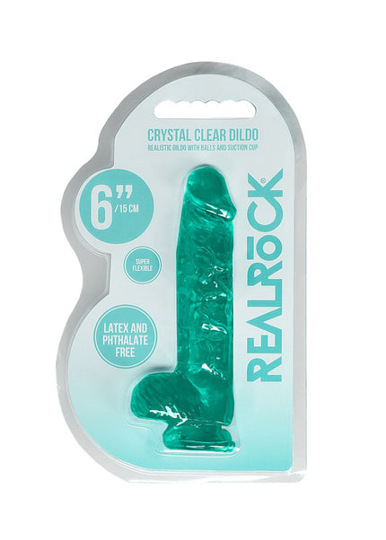 REALROCK 6'' Realistic Dildo With Balls - Turquoise 15.2 cm Dong