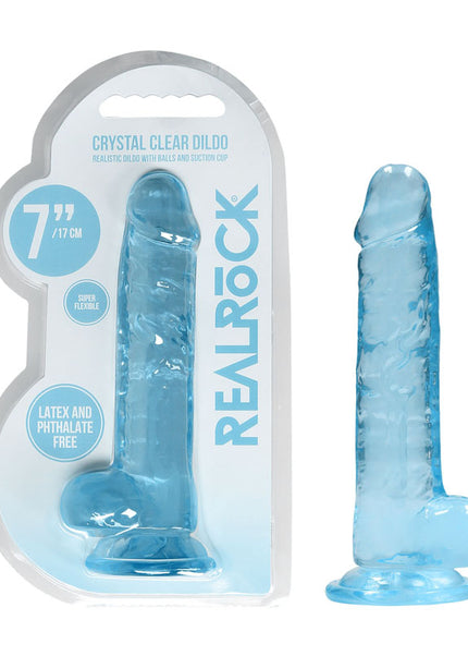 REALROCK 7'' Realistic Dildo With Balls - Blue 17.8 cm Dong