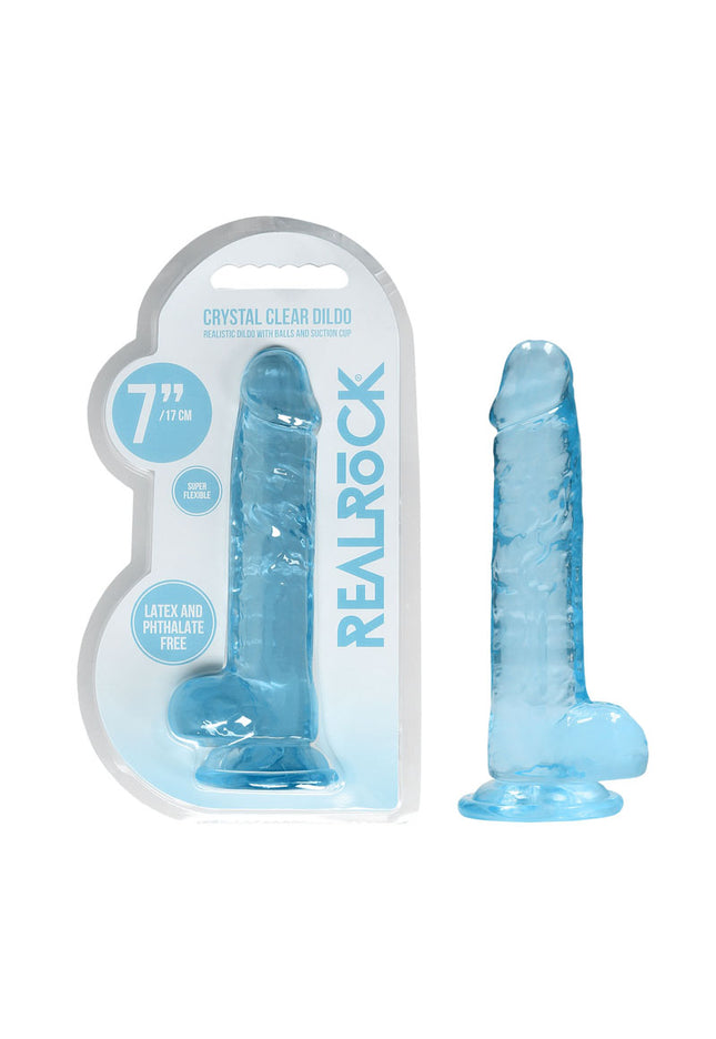 REALROCK 7'' Realistic Dildo With Balls - Blue 17.8 cm Dong