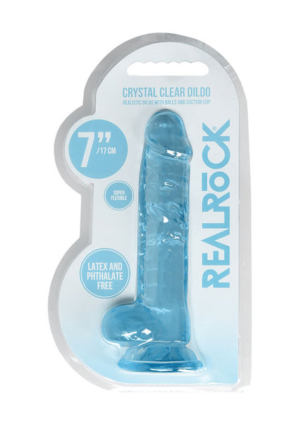 REALROCK 7'' Realistic Dildo With Balls - Blue 17.8 cm Dong