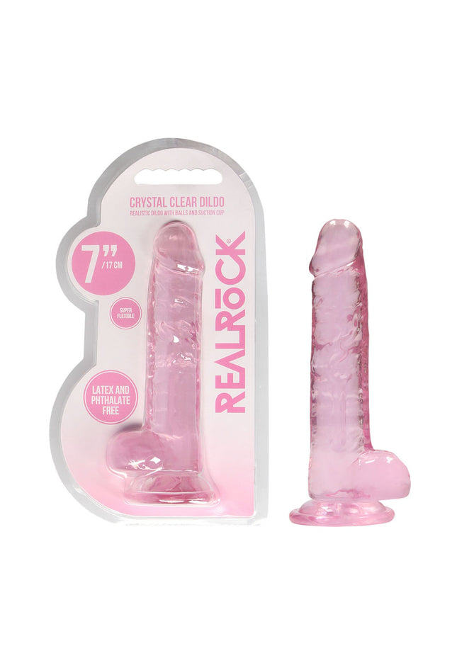 REALROCK 7'' Realistic Dildo With Balls - Pink 17.8 cm Dong