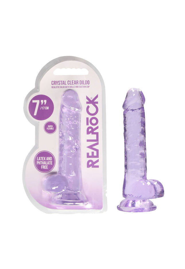 REALROCK 7'' Realistic Dildo With Balls - Purple 17.8 cm Dong