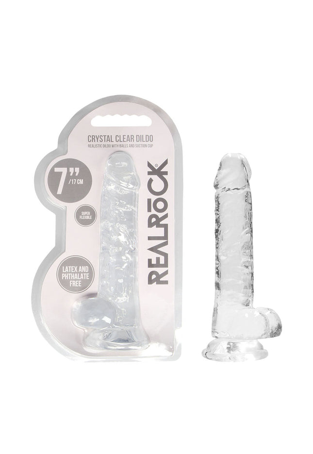 REALROCK 7'' Realistic Dildo With Balls - Clear 17.8 cm Dong