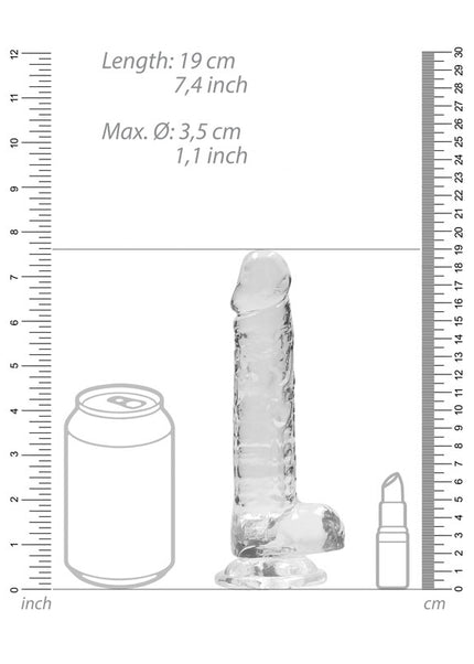 REALROCK 7'' Realistic Dildo With Balls - Clear 17.8 cm Dong
