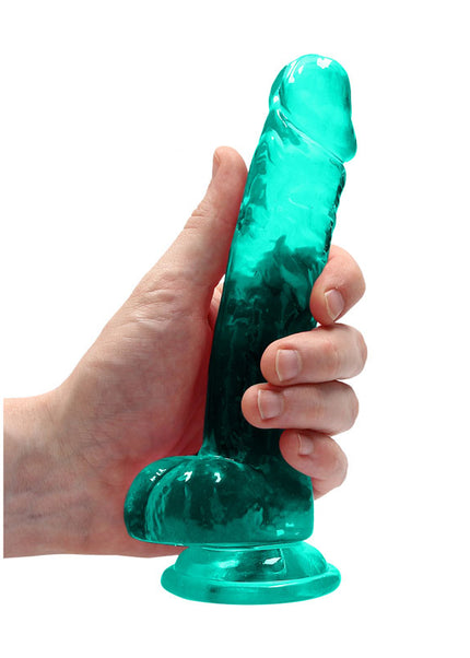 RealRock 7'' Realistic Dildo With Balls - Turquoise 17.8 cm Dong