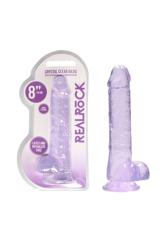REALROCK 8'' Realistic Dildo With Balls - Purple 20.3 cm Dong