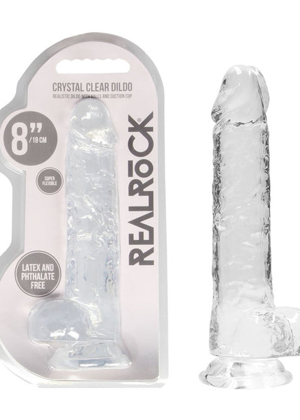 RealRock 8'' Realistic Dildo With Balls - Clear 20.3 cm Dong