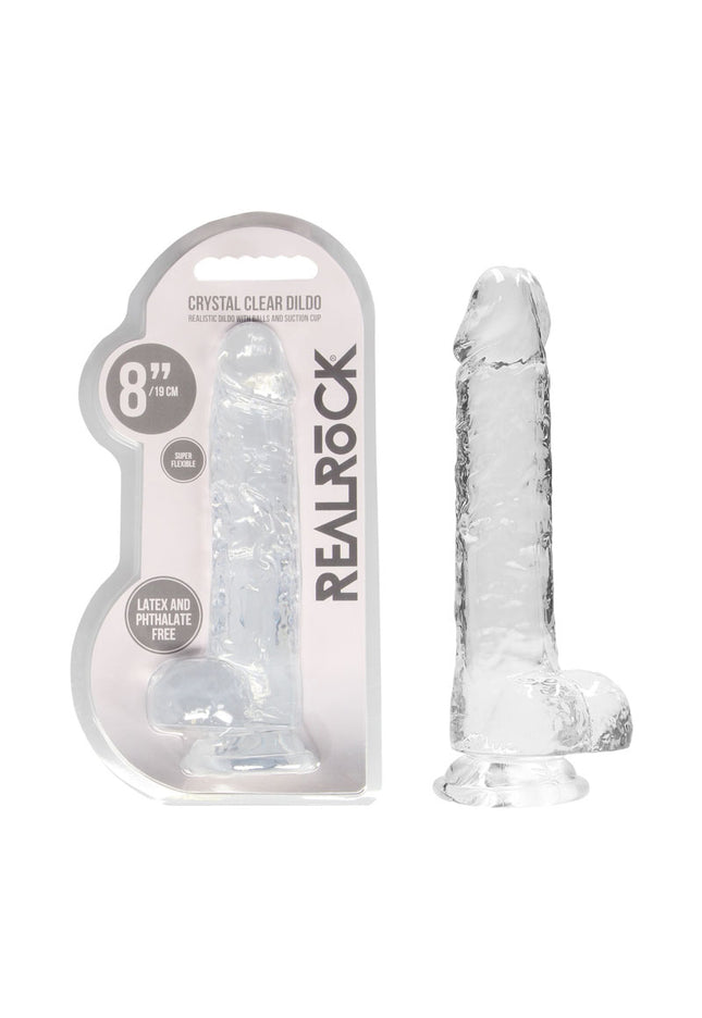 RealRock 8'' Realistic Dildo With Balls - Clear 20.3 cm Dong