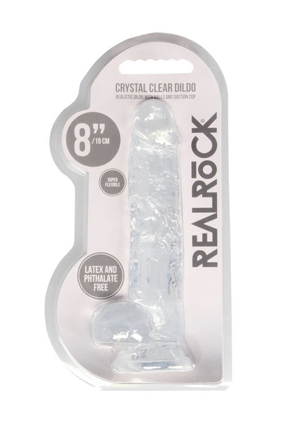 RealRock 8'' Realistic Dildo With Balls - Clear 20.3 cm Dong