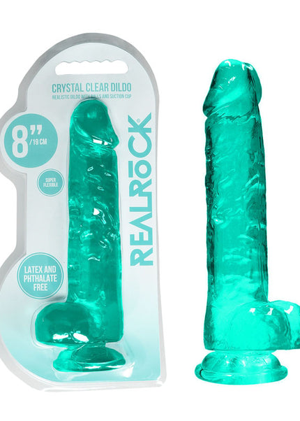 REALROCK 8'' Realistic Dildo With Balls - Turquoise 20.3 cm Dong