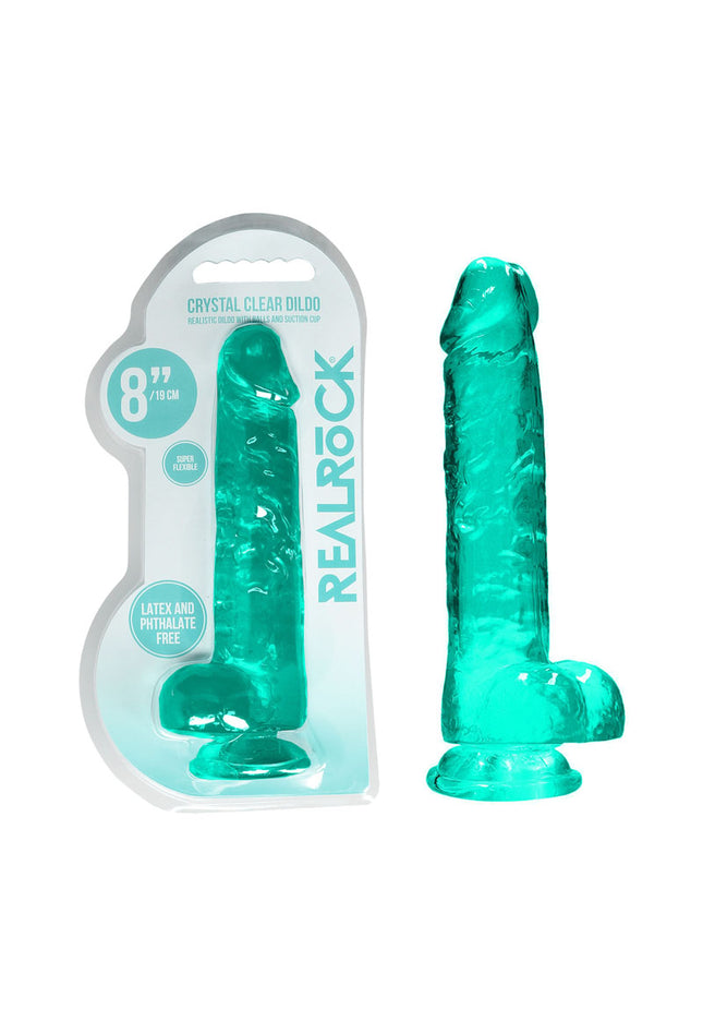 REALROCK 8'' Realistic Dildo With Balls - Turquoise 20.3 cm Dong