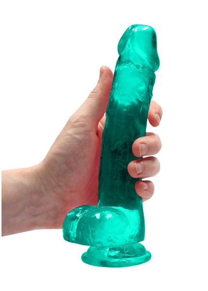 REALROCK 8'' Realistic Dildo With Balls - Turquoise 20.3 cm Dong