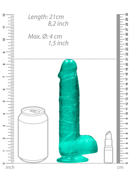REALROCK 8'' Realistic Dildo With Balls - Turquoise 20.3 cm Dong