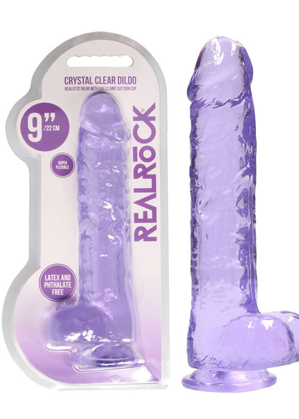 RealRock 9'' Realistic Dildo With Balls - Purple 22.9 cm Dong
