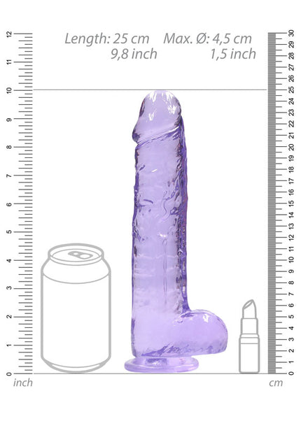 RealRock 9'' Realistic Dildo With Balls - Purple 22.9 cm Dong