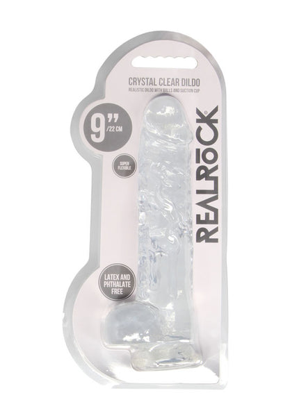 RealRock 9'' Realistic Dildo With Balls - Clear 22.9 cm Dong