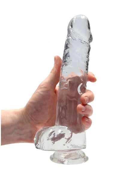 RealRock 9'' Realistic Dildo With Balls - Clear 22.9 cm Dong