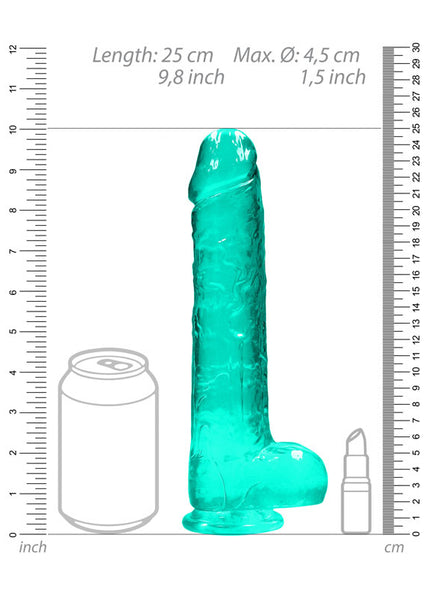 RealRock 9'' Realistic Dildo With Balls - Turquoise 22.9 cm Dong