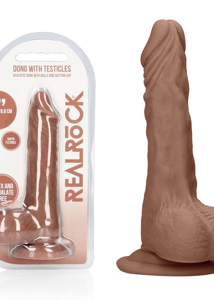 REALROCK 7'' Realistic Dildo With Balls - Tan - Tan 17.8 cm Dong