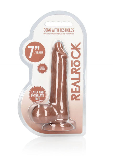 REALROCK 7'' Realistic Dildo With Balls - Tan - Tan 17.8 cm Dong