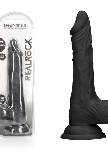 REALROCK 10'' Realistic Dong with Balls - Black - Black 25.4 cm Dong