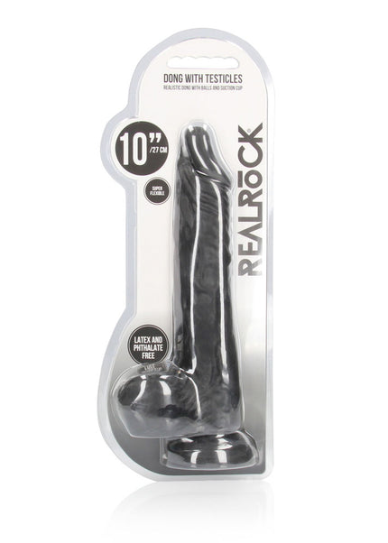REALROCK 10'' Realistic Dong with Balls - Black - Black 25.4 cm Dong