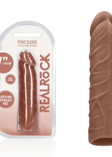 REALROCK 7'' Penis Extender - Tan - Tan 17.8 cm Penis Extension Sleeve