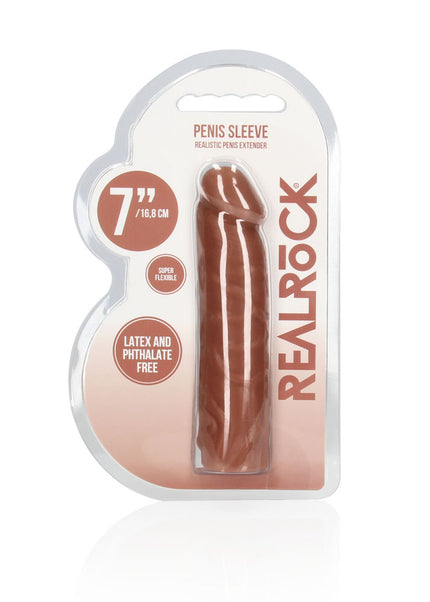 REALROCK 7'' Penis Extender - Tan - Tan 17.8 cm Penis Extension Sleeve